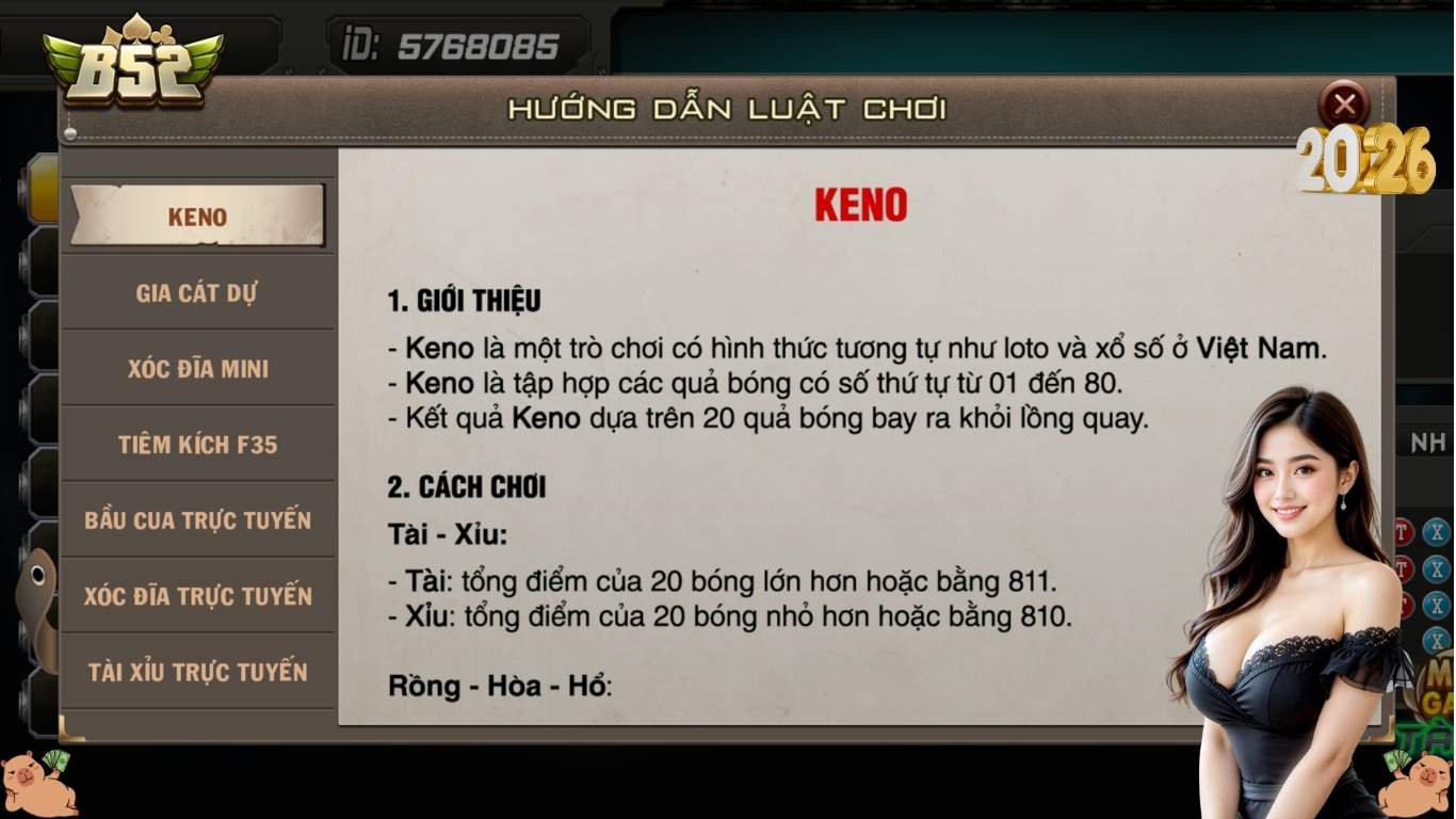 Luật chơi keno b52 club